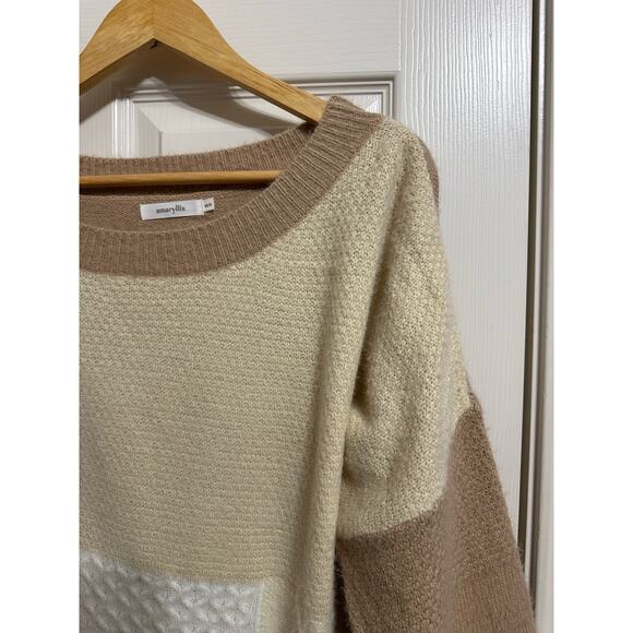 Amaryllis women's patchwork oversized boat‎ neck sweater size Xs/S - Picture 3 of 5